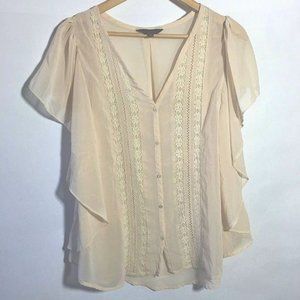 Jack by BB?Dakota Ruffle?Lace Sheer Blouse